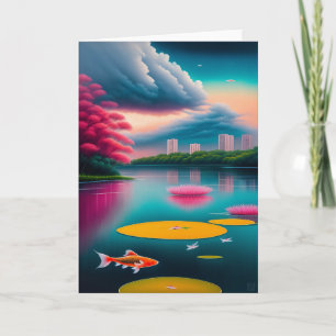 Singapur Koi Pond Card Feiertagskarte