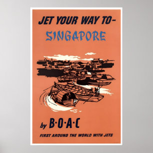 Singapur Kunst BOAC Reiseplakat Asien DruckA Poster