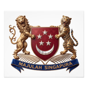 Singapur Landesflagge Symbol Emblem Wappen Schild