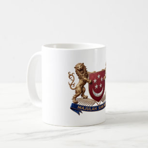 Singapur Landesflagge Symbol Emblem Wappen Schild Kaffeetasse