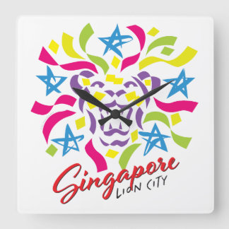 Singapur Lion City Celebration Clock Quadratische Wanduhr