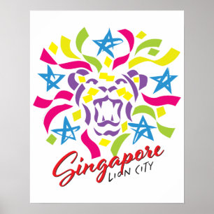 Singapur Lion City Celebration Poster