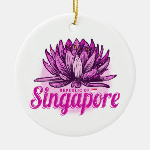 Singapur Lotus Flag Vintag Holiday Souvenir Keramik Ornament