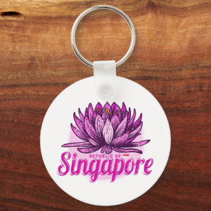 Singapur Lotus Flag Vintag Holiday Souvenir Schlüsselanhänger