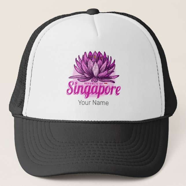Singapur Lotus Flag Vintag Holiday Souvenir Truckerkappe (Vorderseite)