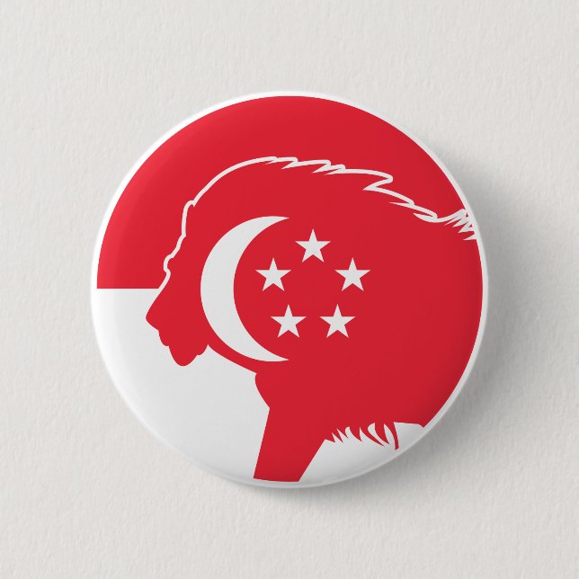 Singapur-Löwe Singapur Nationaltier Flagge Button (Vorderseite)
