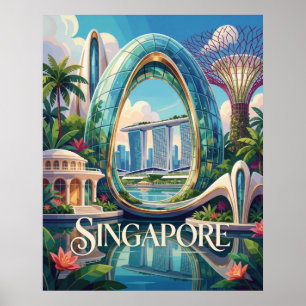 Singapur Marina Bay futuristische tropische Stadt Poster
