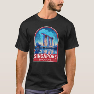 Singapur Marina Bay Nacht Reise Kunst Vintage T-Shirt