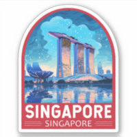 Singapur Marina Bay Night Travel Art Vintag