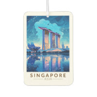 Singapur Marina Bay Night Travel Art Vintag