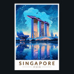 Singapur Marina Bay Night Travel Art Vintag Poster<br><div class="desc">Singapur Retro Vektor Reise Design. Marina Bay ist ein gehobenes Gebiet von Wolkenkratzern,  schicken Hotels und Luxuszentren. Es ist bekannt für das mächtige Riesenrad von Singapur,  die Blume-Konservatorien und die farbenfrohen Superbäume von Gärten an der Bucht.</div>