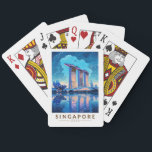 Singapur Marina Bay Night Travel Art Vintag Spielkarten<br><div class="desc">Singapur Retro Vektor Reise Design. Marina Bay ist ein gehobenes Gebiet von Wolkenkratzern,  schicken Hotels und Luxuszentren. Es ist bekannt für das mächtige Riesenrad von Singapur,  die Blume-Konservatorien und die farbenfrohen Superbäume von Gärten an der Bucht.</div>