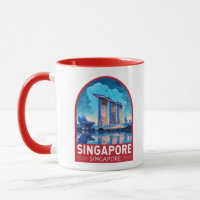 Singapur Marina Bay Night Travel Art Vintag