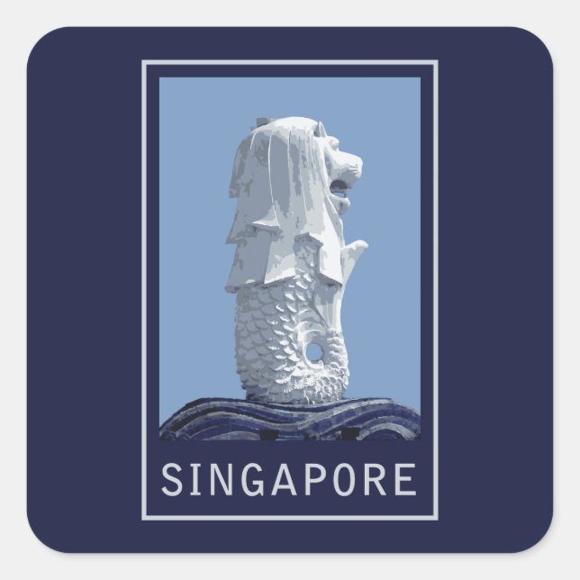 Singapur Merlion Quadratischer Aufkleber (Vorderseite)
