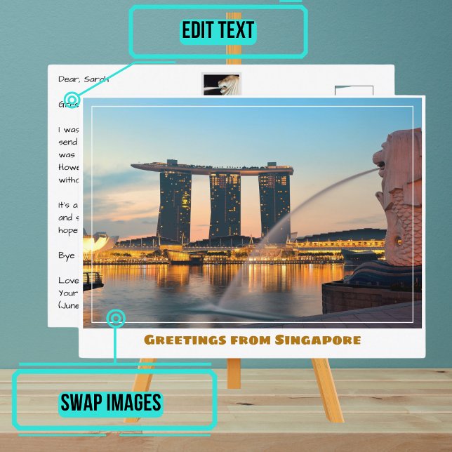 Singapur mit City & Marina Bay Sands Modern Postkarte (Please enjoy our postcard and see the others in the collection.)