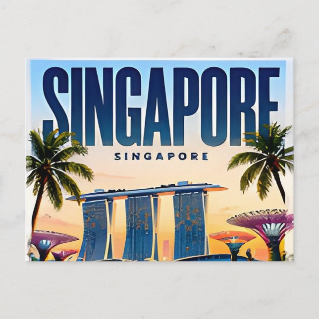🌇 Singapur Moderne Skyline Stadt Stil 🌇 Postkarte (Vorderseite)