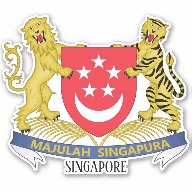 Singapur National Coat of Arms Patriotic Aufkleber (Vorderseite)