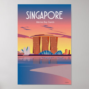 Singapur Reiseplakat, Sand in der Bucht von Marina Poster
