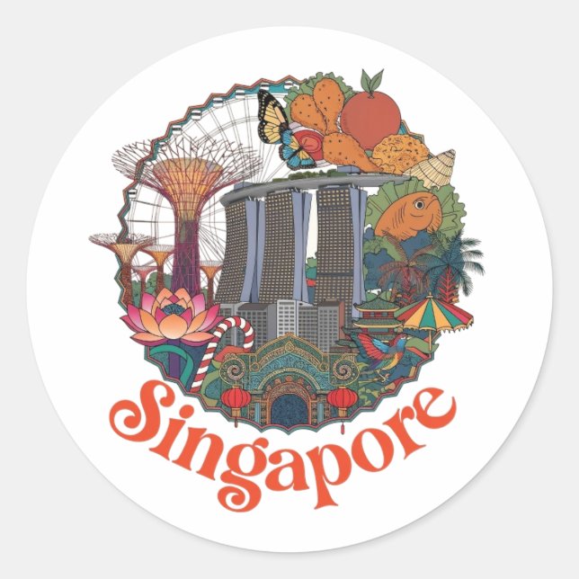 SINGAPUR RUNDER AUFKLEBER (Vorderseite)