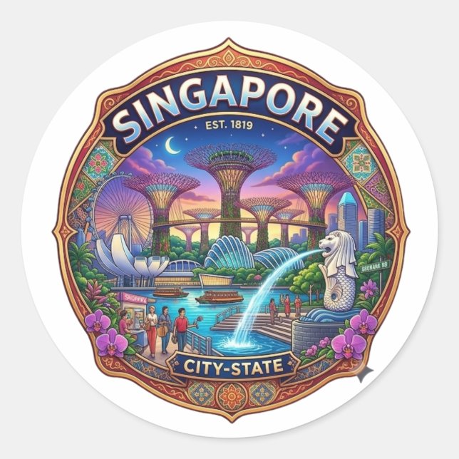 SINGAPUR RUNDER AUFKLEBER (Vorderseite)