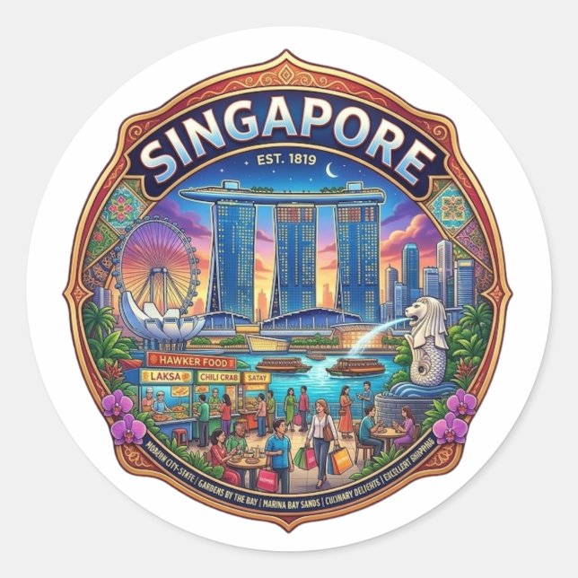 SINGAPUR RUNDER AUFKLEBER (Vorderseite)