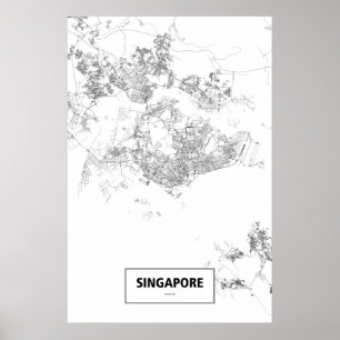 Singapur (schwarz auf weiß) poster