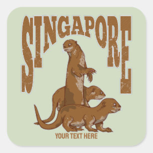 Singapur Sea Otters Quadratischer Aufkleber