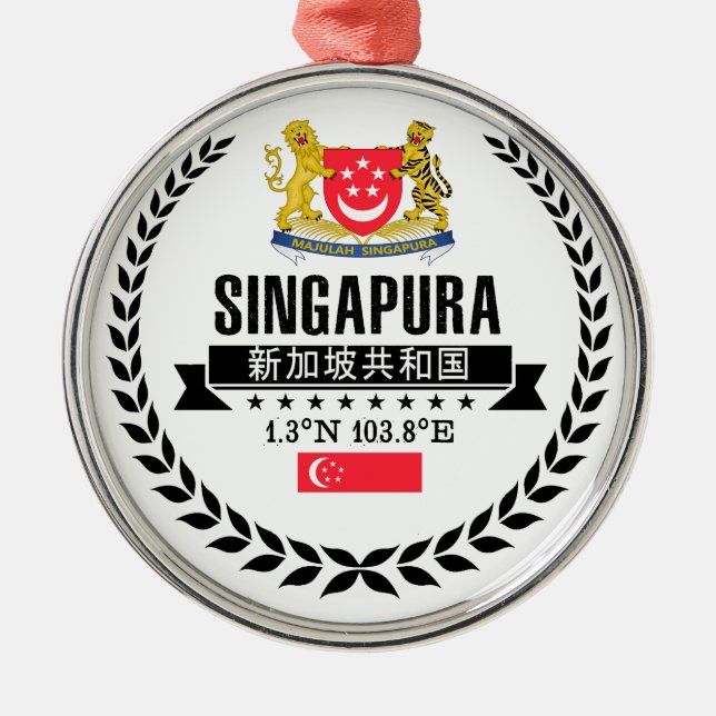 Singapur Silbernes Ornament (Vorne)