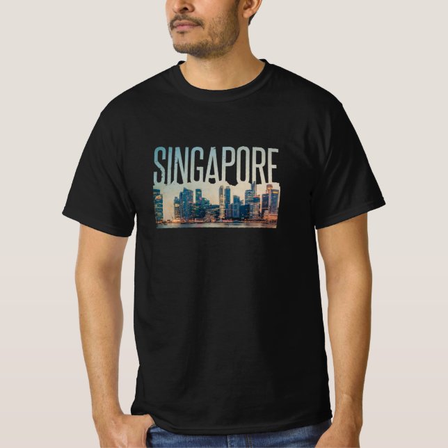 Singapur Simplistic Travel Kontur T-Shirt (Vorderseite)