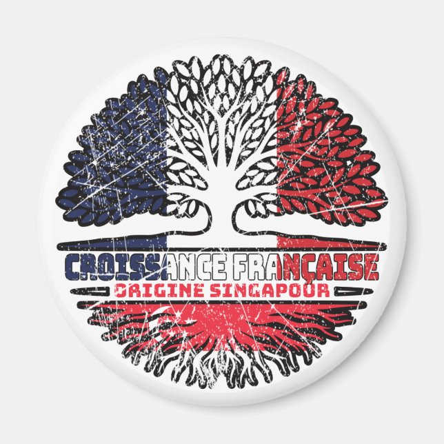 Singapur singapurisch Französisch Frankreich Baum  Magnet (Vorne)