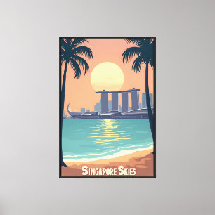 Singapur Skies Retro Travel Leinwanddruck