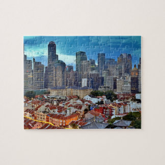 Singapur-Skyline angesehen von Chinatown am Puzzle
