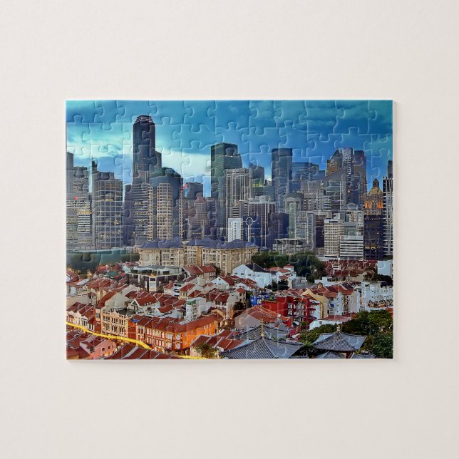 Singapur-Skyline angesehen von Chinatown am Puzzle (Horizontal)