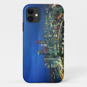 Singapur Skyline bei Nacht, Singapur iPhone 11 Hülle