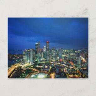Singapur Skyline bei Nacht, Singapur Postkarte