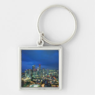 Singapur Skyline bei Nacht, Singapur Schlüsselanhänger