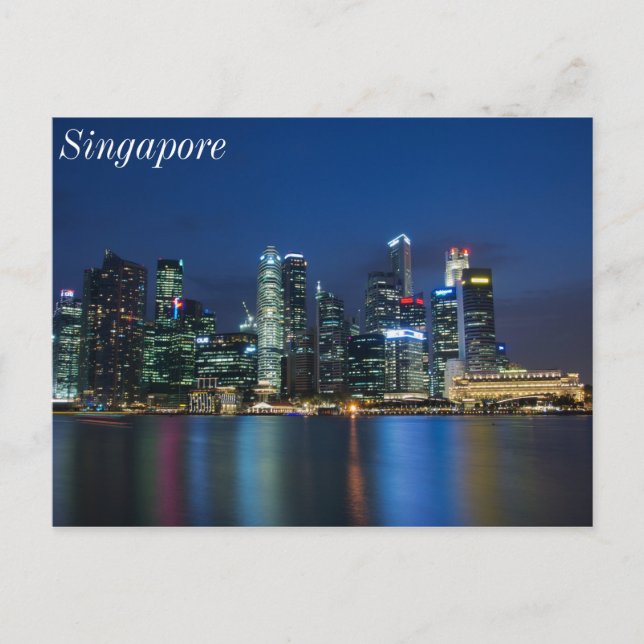 Singapur Skyline Blue Nights Postkarte (Vorderseite)