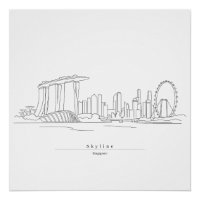 Singapur-Skyline Minimalistische Linienkunst | Sta