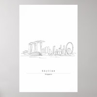 Singapur-Skyline Minimalistische Linienkunst | Sta