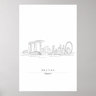 Singapur-Skyline Minimalistische Linienkunst | Sta Poster