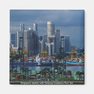Singapur-Skyline mit Tanjong Containerhafen, Sünd Magnet