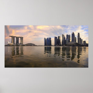 Singapur-Skyline-Sonnenuntergang-Plakat Poster