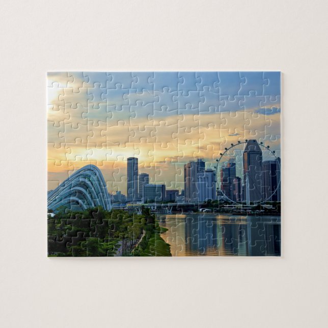 Singapur Skyline von der Sonne Puzzle (Horizontal)