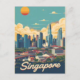 Singapur Stadt Retro-Silhouette Postkarte