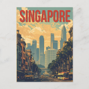 Singapur Stadt Retro-Silhouette Postkarte