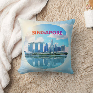 Singapur Stadt Retro-Skyline Kissen