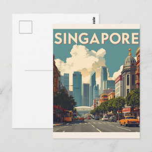 Singapur Stadt Retro-Skyline Postkarte