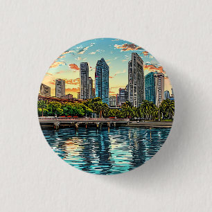 Singapur Stadt Skyline Moderne Reise Souvenir Button