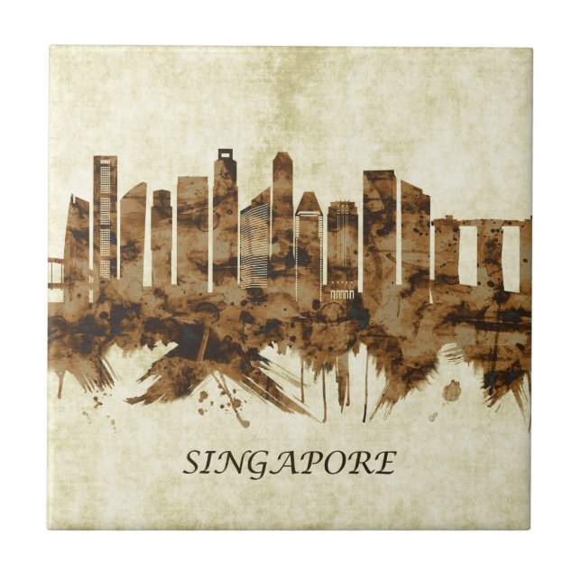 Singapur Stadtbild Fliese (Vorderseite)