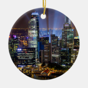Singapur Stadtzentrum bei Nacht Keramikornament